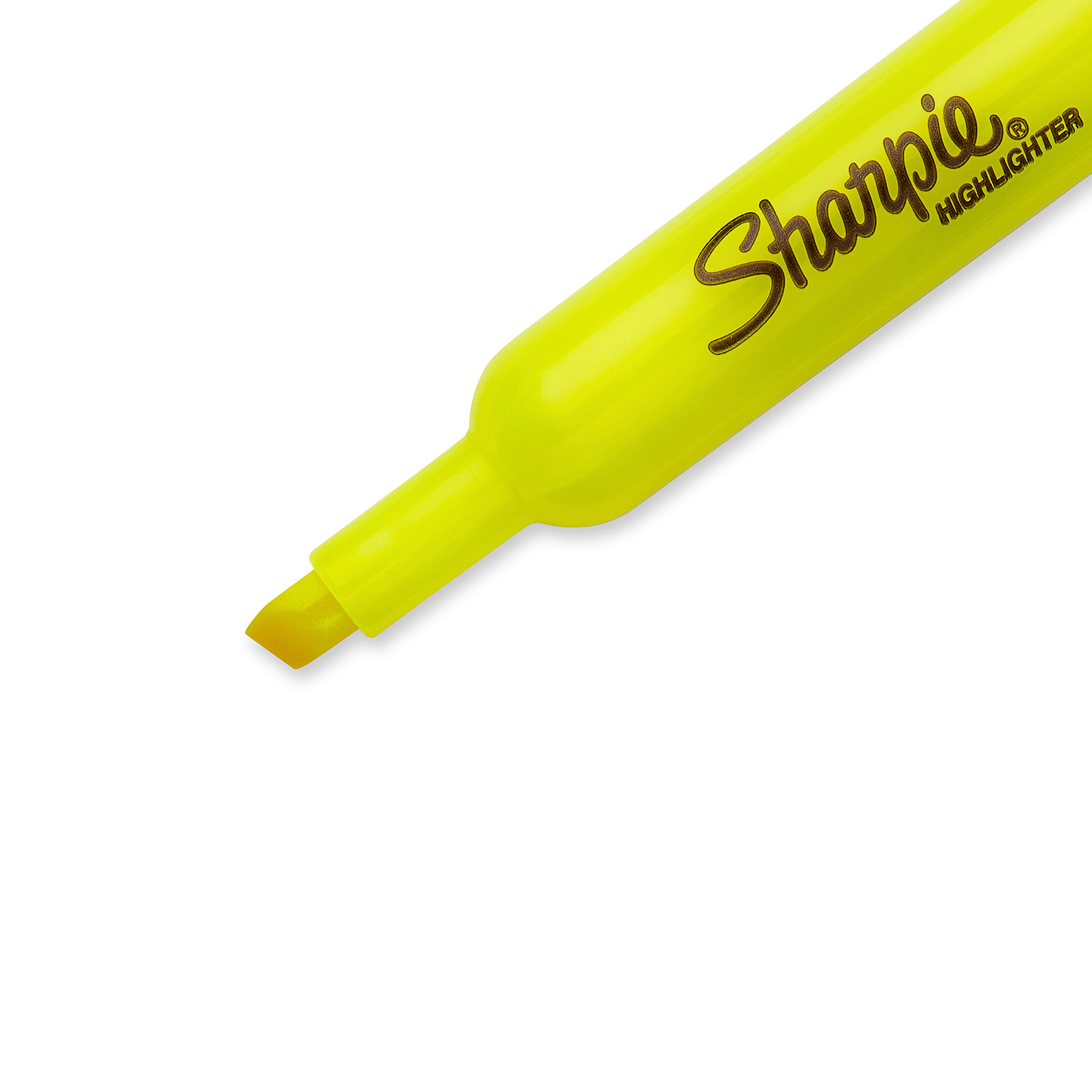 Sharpie Tank Style Highlighters, Chisel Tip, Fluorescent Yellow, 12 Count