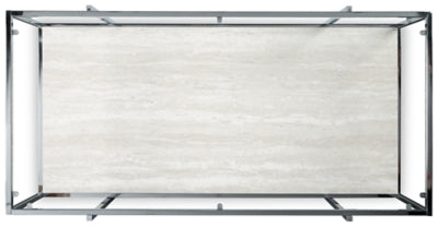 Signature Design by Ashley Bodalli Rectangular Contemporary Cocktail Table,  Glass Top with Faux Marble