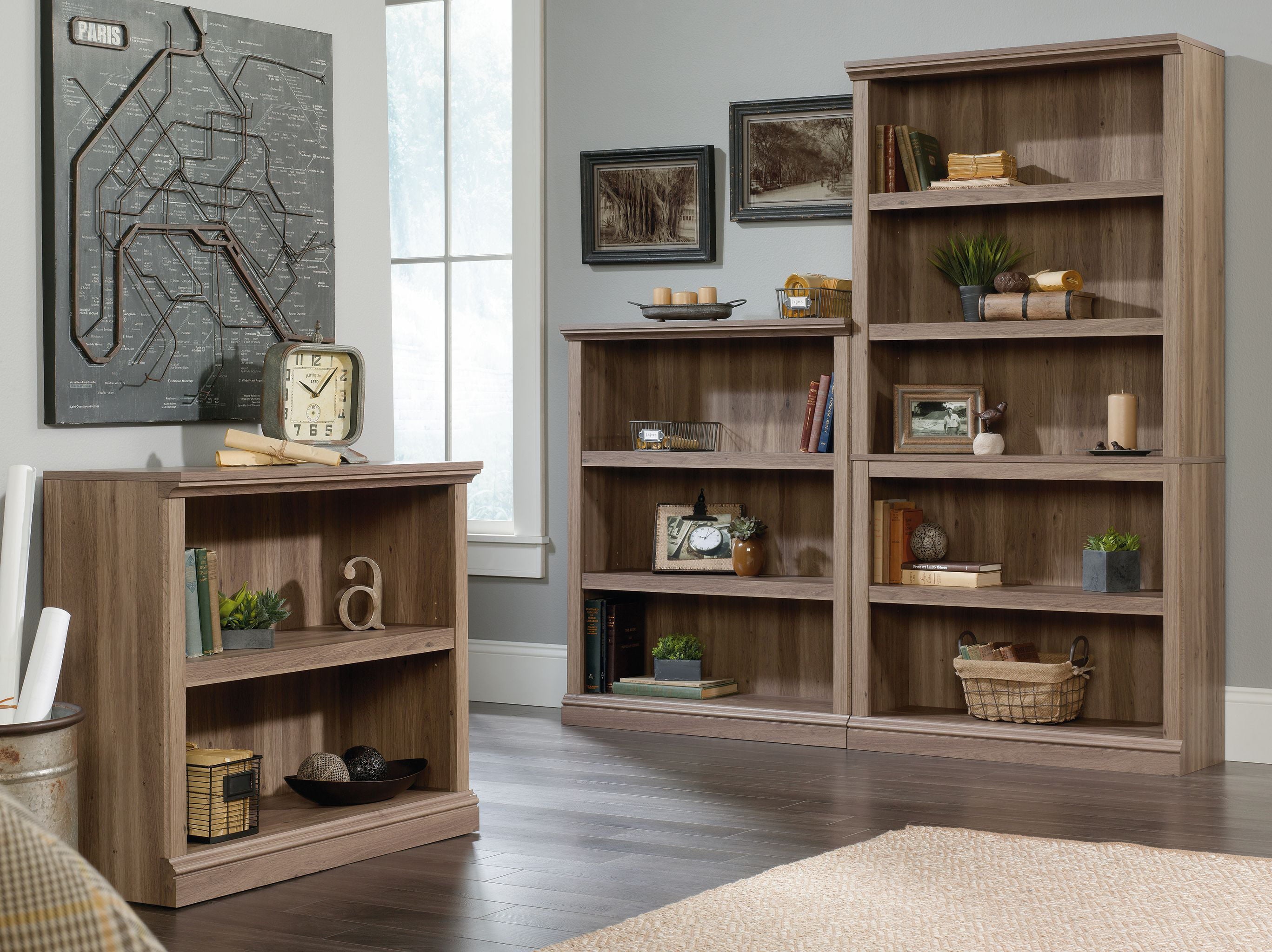 Sauder Select 5 - Shelf Bookcase, Salt Oak Finish