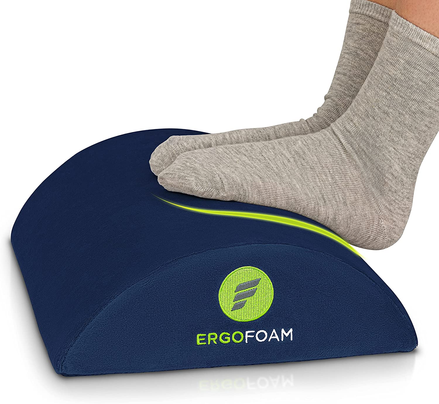 ErgoFoam Ergonomic Foot Rest Under Desk - Premium Velvet Soft Foam Footrest for Desk - Most Comfortable Desk Foot Rest in The World for Lumbar, Back, Knee Pain - Foot Stool Rocker (Black)