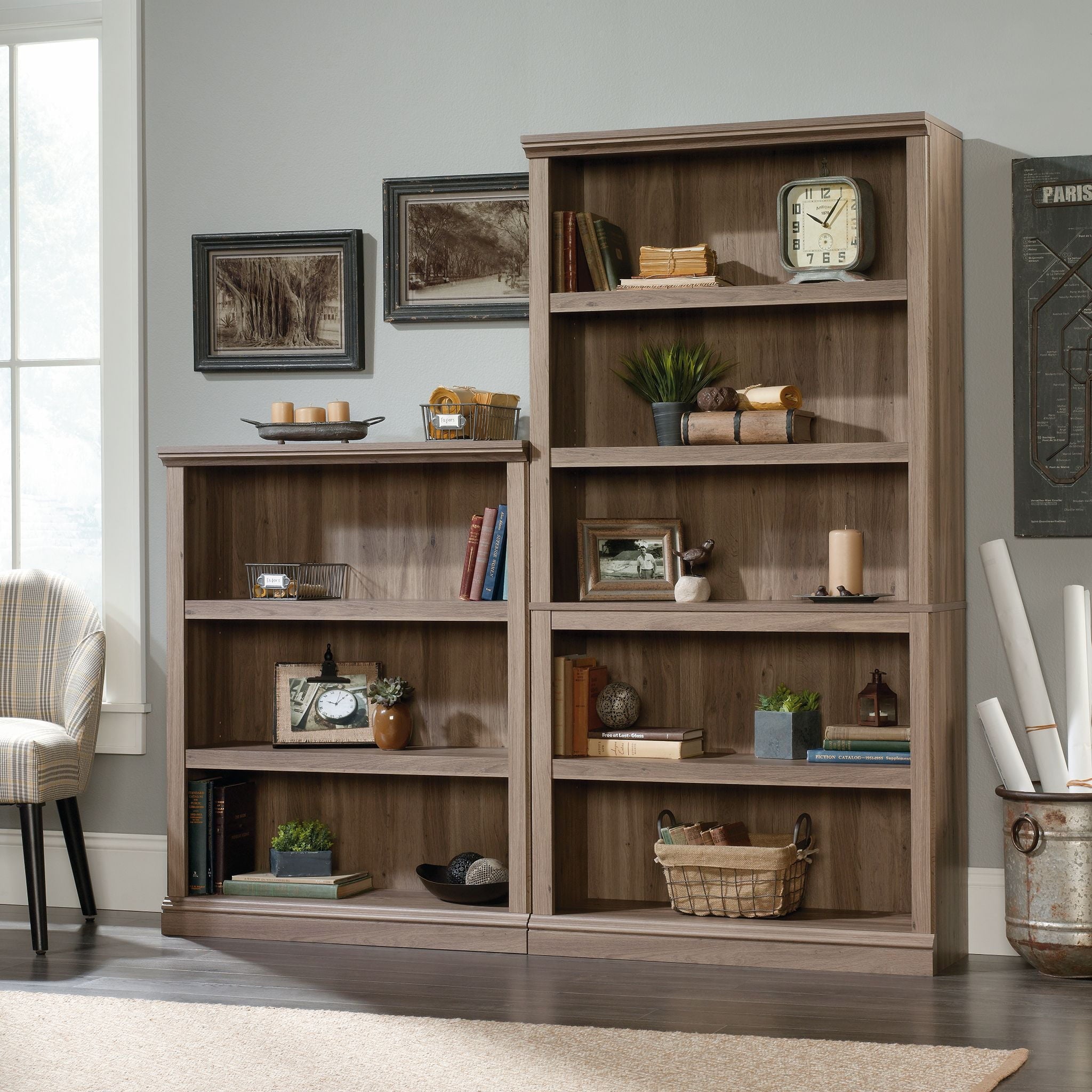 Sauder Select 5 - Shelf Bookcase, Salt Oak Finish