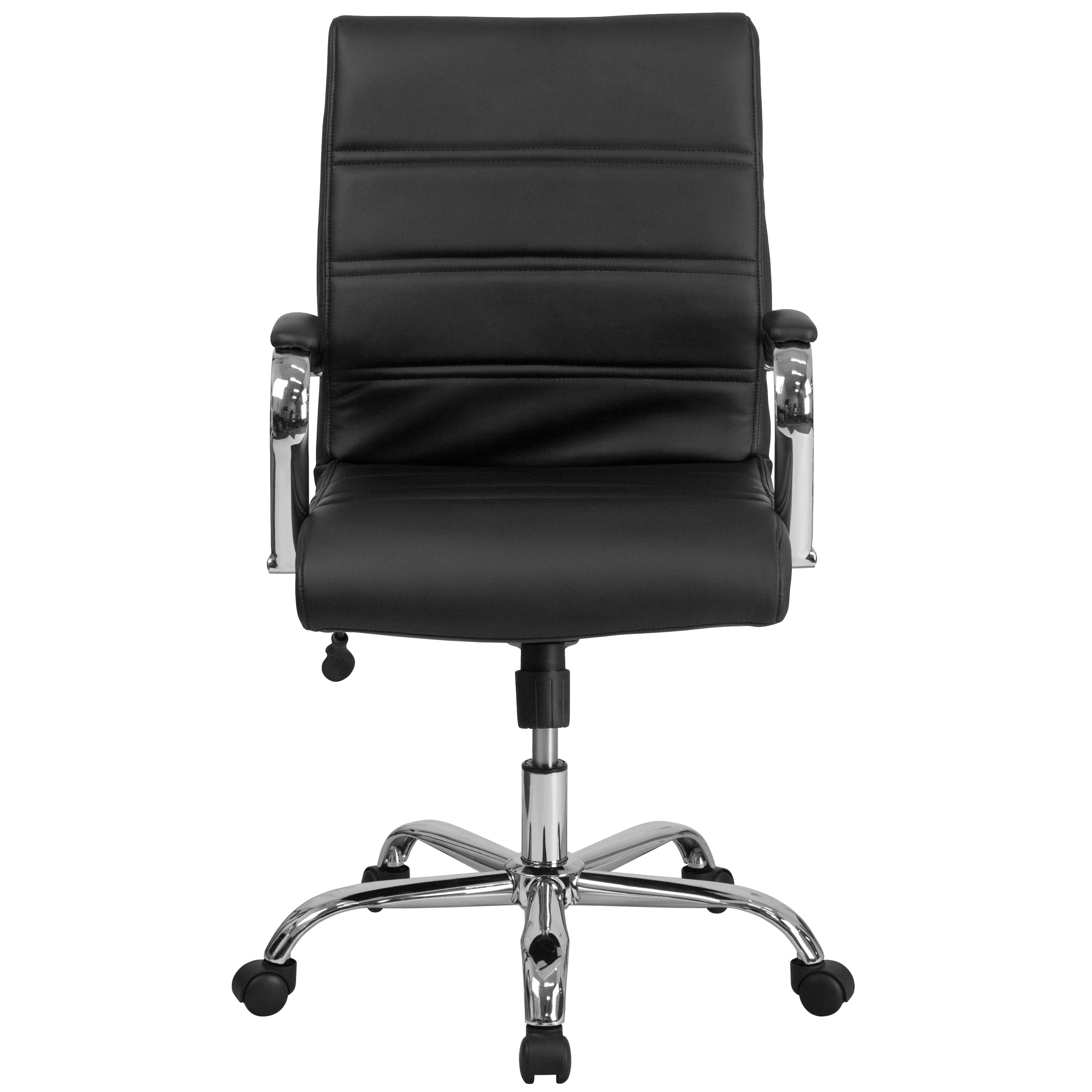 Flash Furniture Mid-Back Black LeatherSoft Executive Swivel Office Chair with Chrome Frame and Arms