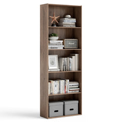 Costway 5-Shelf Storage Bookcase, Walnut