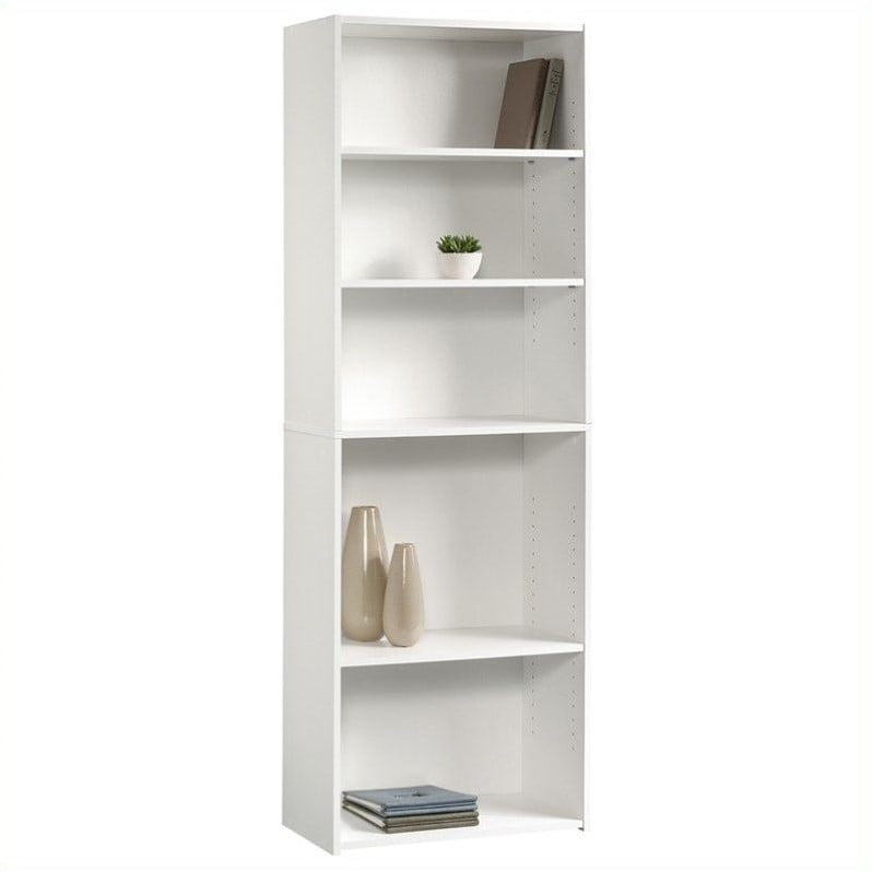 Sauder Beginnings 5 -Shelf Bookcase, Soft White Finish