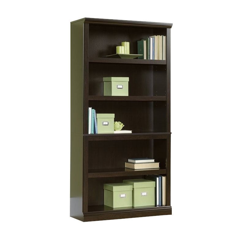 Sauder Select 5 Shelf Wood Bookcase, Jamocha Wood Finish