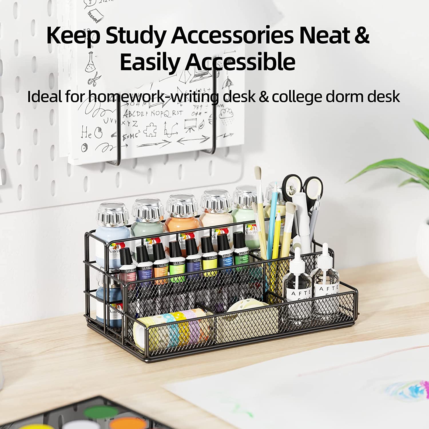 Yecaye Mesh Desk Organizer Multifunctional Desktop Organizer Office Supplies Holder Black