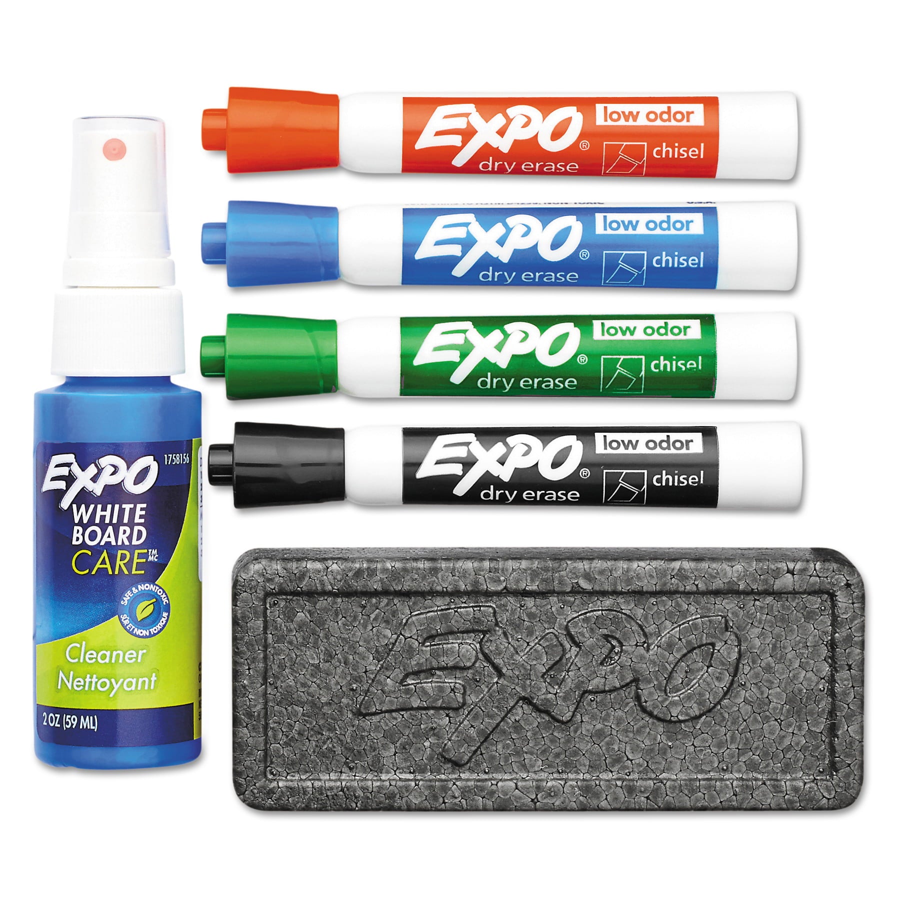 Expo Dry Erase 6-Piece Starter Set with 4 Chisel Tip Markers, Eraser, and Cleaning Spray