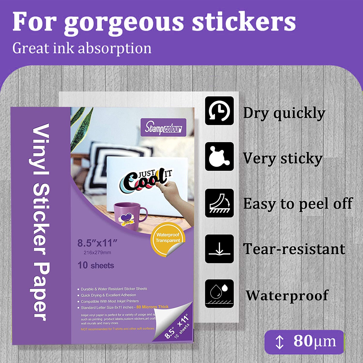 Stampcolour Printable Clear Sticker Paper 20 Sheets Transparent Clear Waterproof Decal Paper for Inkjet & Laser Printer