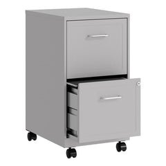 Scranton &amp; Co Mobile 2 Drawer File Cabinet in Silver