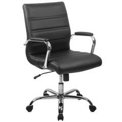 Flash Furniture Mid-Back Black LeatherSoft Executive Swivel Office Chair with Chrome Frame and Arms