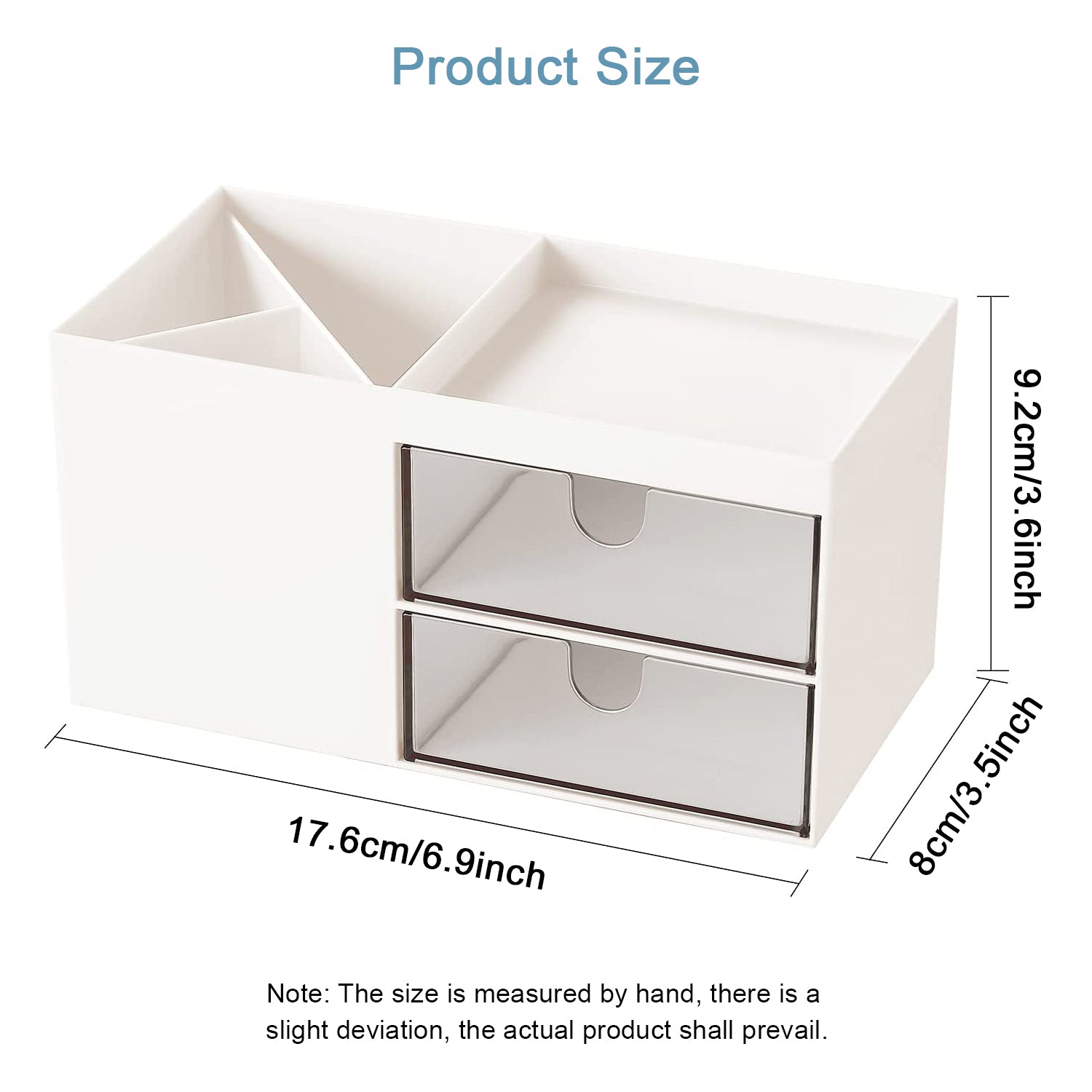 Pencil Pen Holder for Desk, Plastic Office Desk Accessories Organizer, Business Card/Mobile Phone/Stationery Holder Storage Box, White