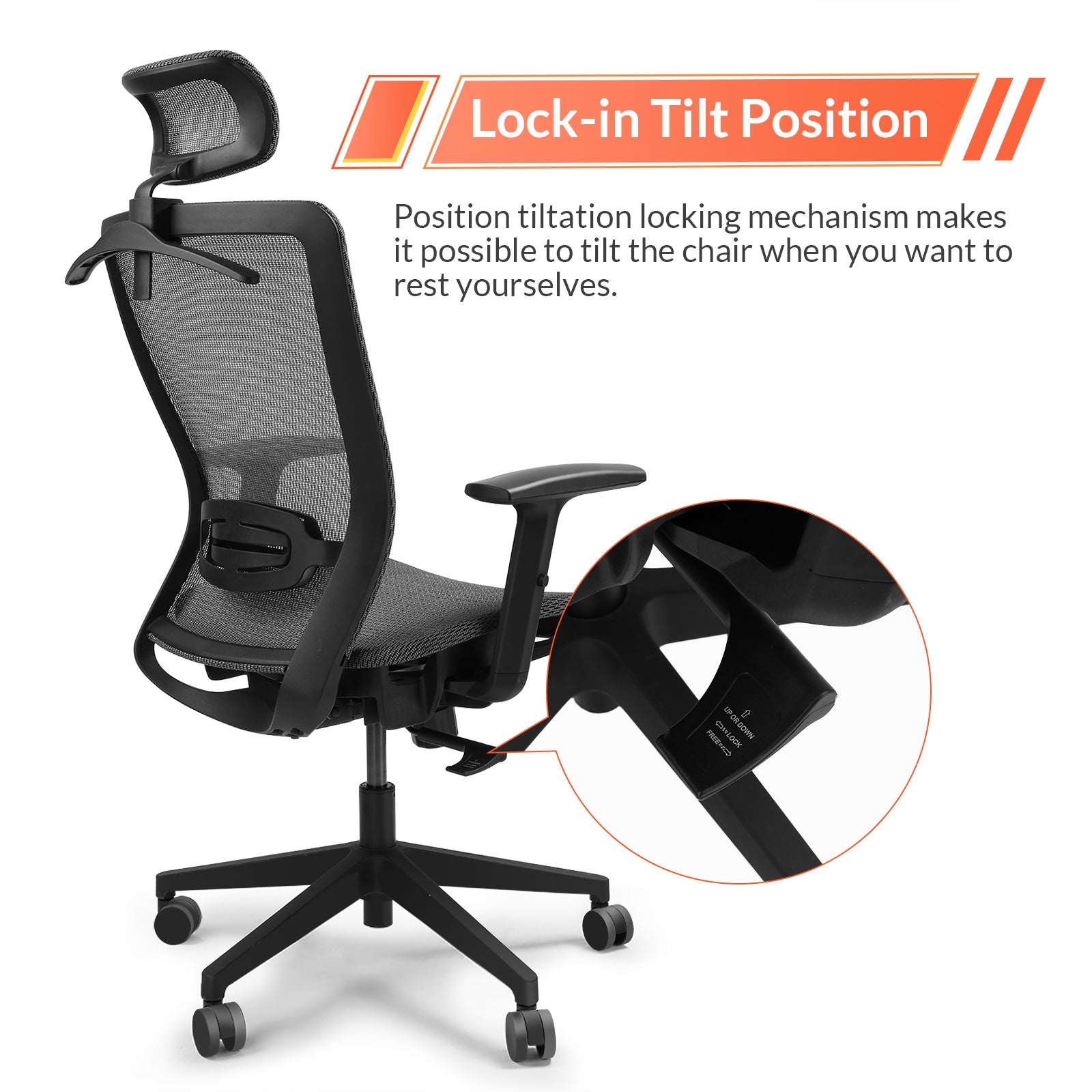 FLEXISPOT Ergonomic Back Mesh Swivel Height Adjustable Office Chair with Armrests Gray