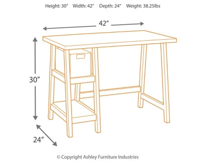 Signature Design by Ashley Mirimyn Vintage 42" Home Office Desk with Basket, Distressed Black