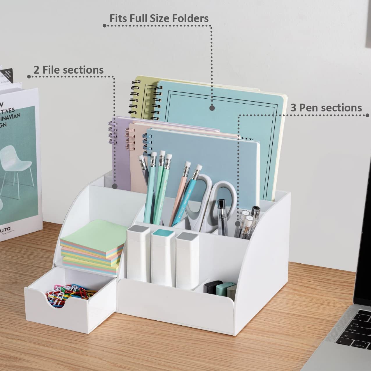 White Desk Organizer Acrylic For Home Office and School Supplies And Accessories