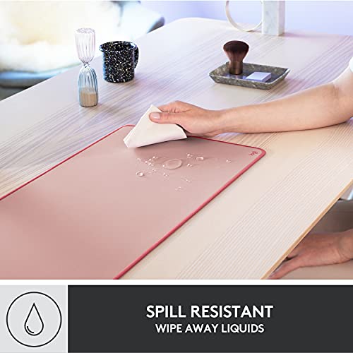 Logitech Desk Mat - Studio Series, Multifunctional Large Desk Pad, Extended Mouse Mat, Office Desk Protector with Anti-slip Base, Spill-resistant Durable Design, in Darker Rose