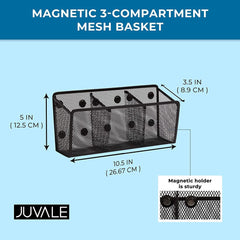 Magnetic Mesh Pen Holder 3 Compartments for Whiteboard Refrigerator Locker Home Office School, Large, 10.5"