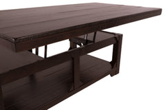 Signature Design by Ashley Rogness Rustic Rectangular Lift Top Coffee Table, Distressed Dark Brown