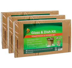 Duck Dish and Glass Moving Kit, 16 Pouches and 12 Corrugate Dividers in Each, 3 Pack