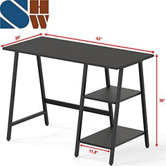 SHW Trestle Home Office Computer Desk, Black