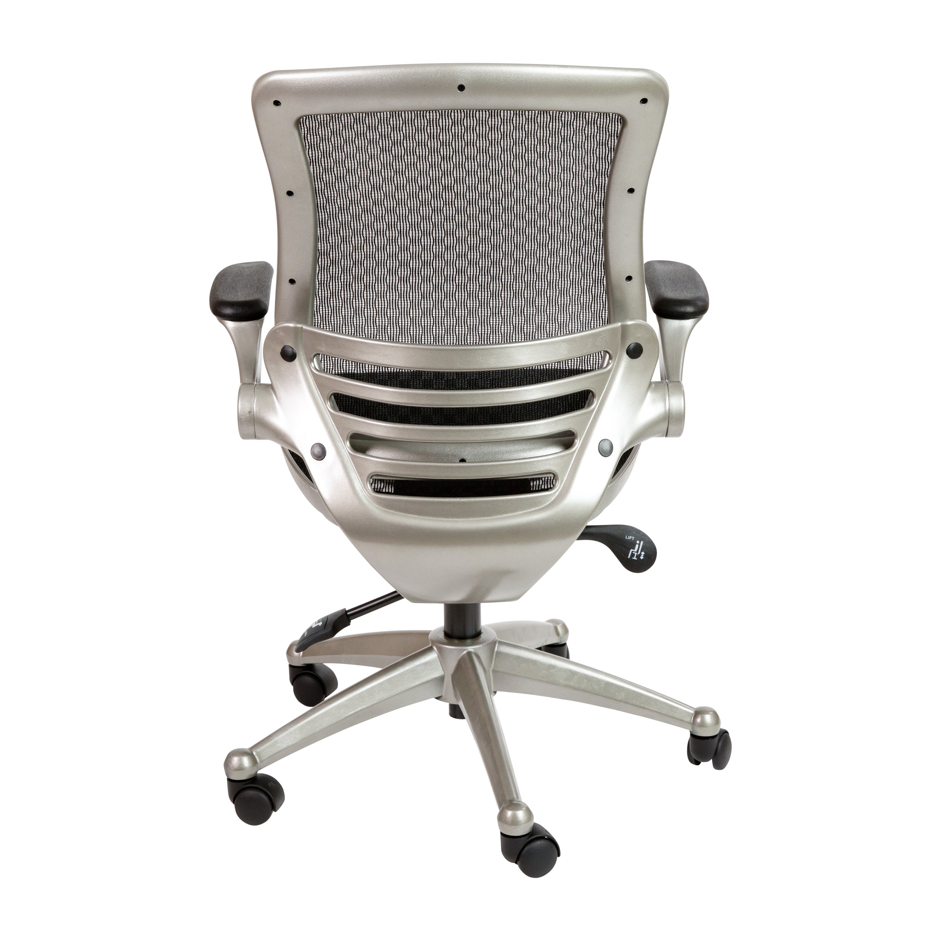 Flash Furniture Mid-Back Transparent Black Mesh Executive Swivel Office Chair with Graphite Silver Frame and Flip-Up Arms