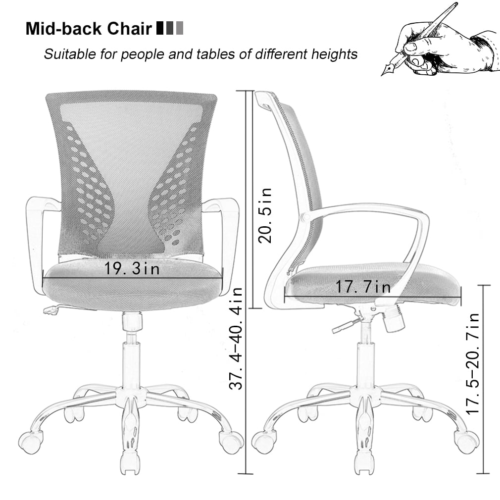 BestOffice Manager's Chair with Swivel & Lumbar Support, 250 lb. Capacity, Grey