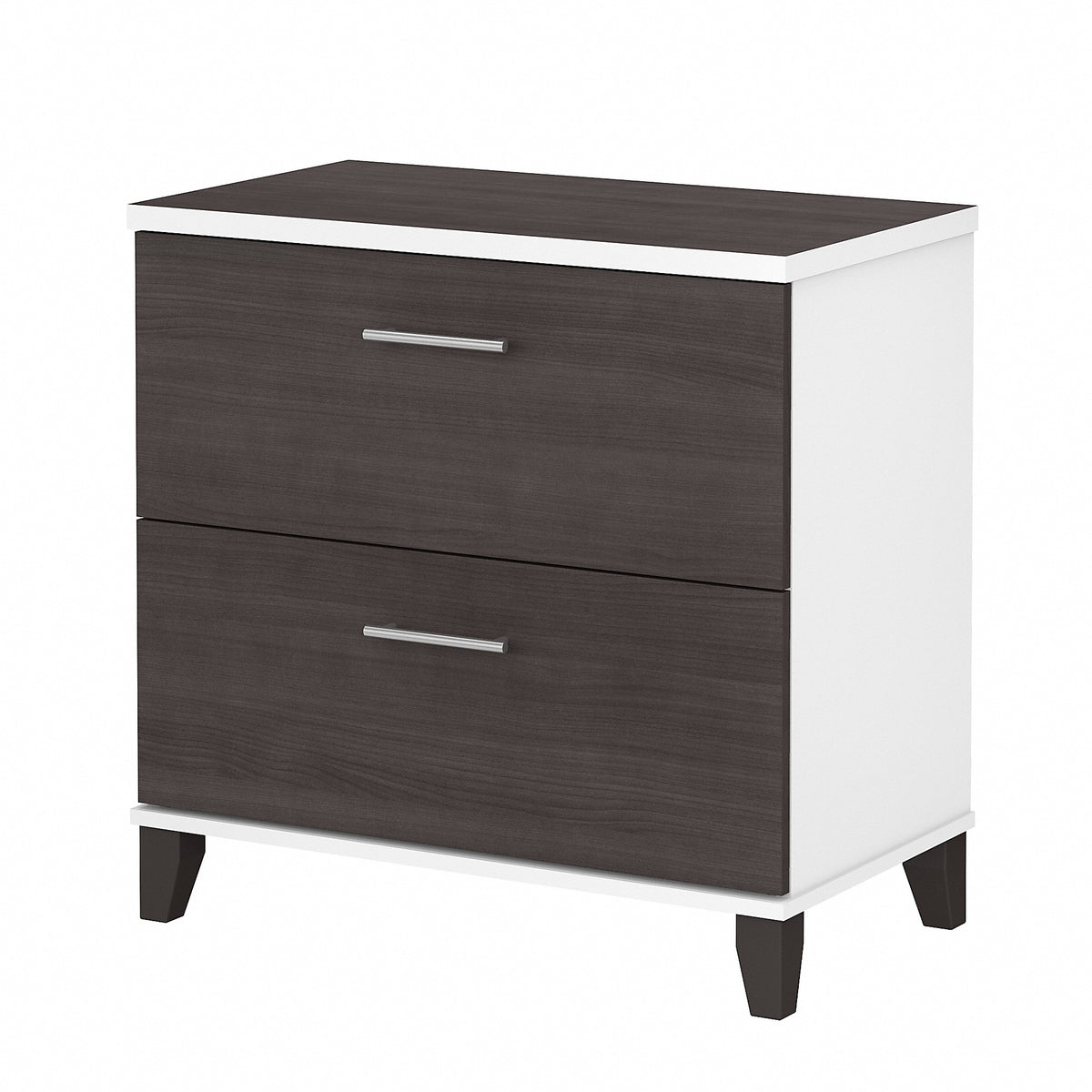 Bush Furniture Somerset 2 Drawer Lateral File Cabinet in Storm Gray and White Finish