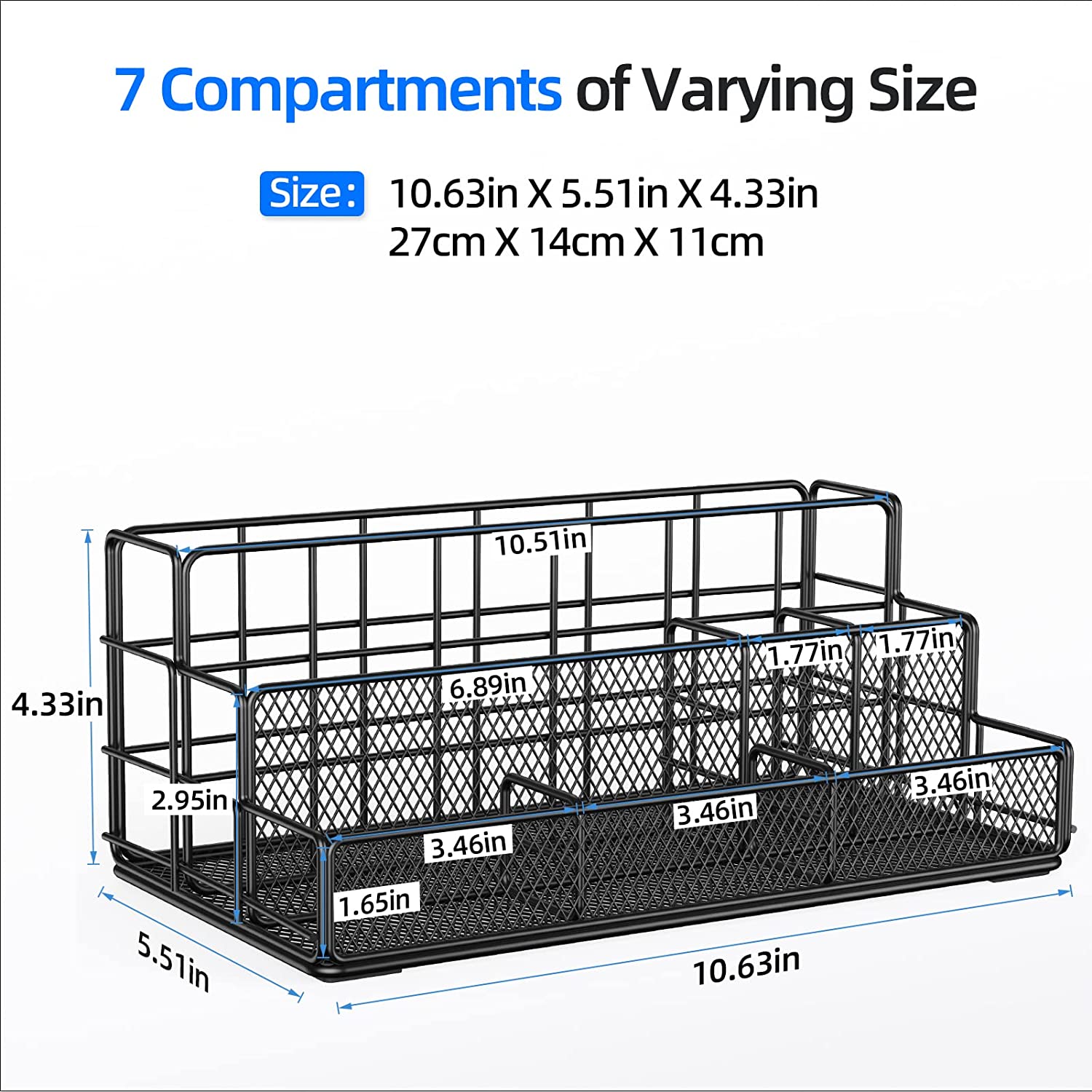 Yecaye Mesh Desk Organizer Multifunctional Desktop Organizer Office Supplies Holder Black