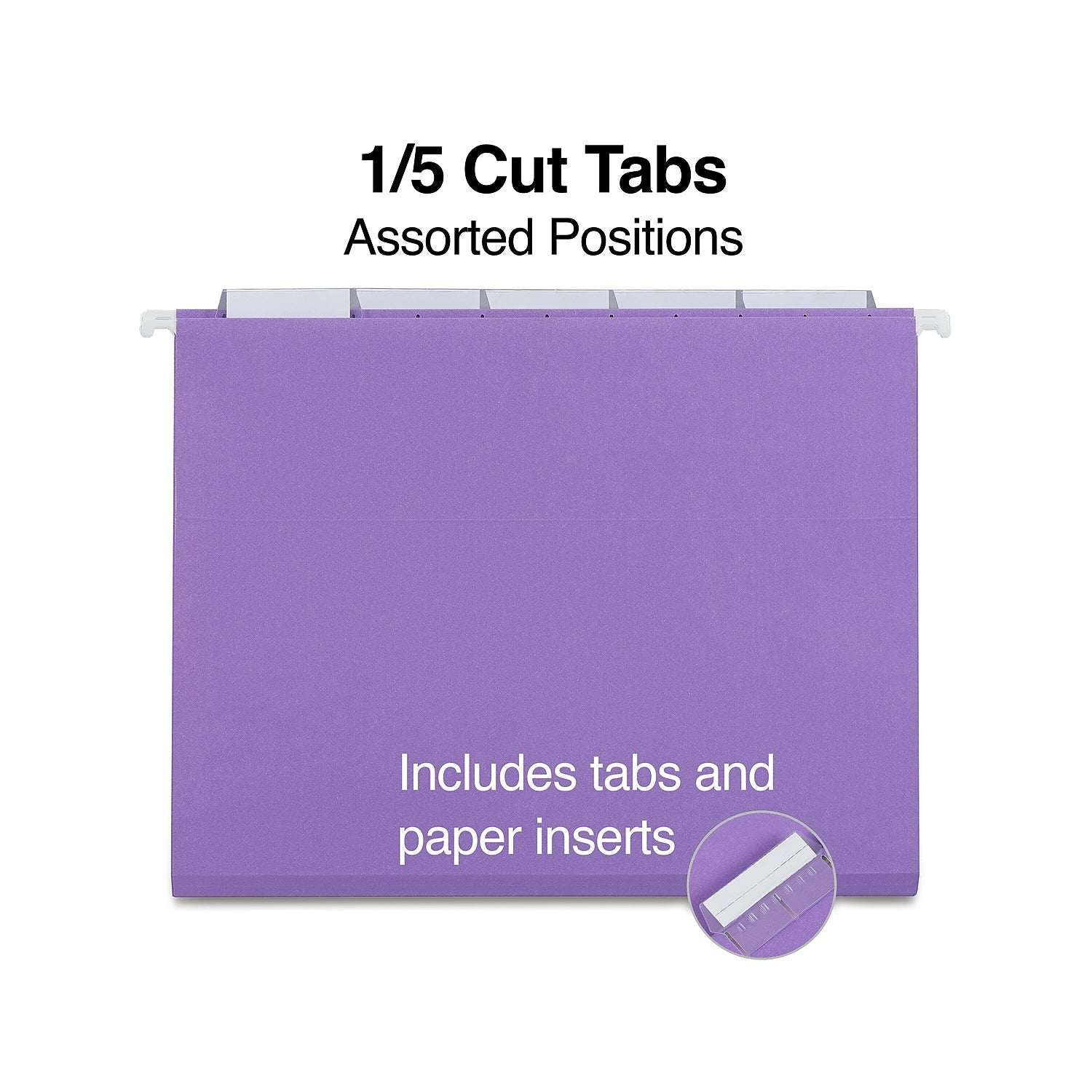 Staples Hanging File Folder 5-Tab Letter Size Purple 50/Carton ST419200-CCVS