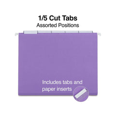 Staples Hanging File Folder 5-Tab Letter Size Purple 50/Carton ST419200-CCVS