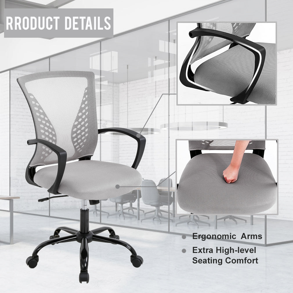 BestOffice Manager's Chair with Swivel & Lumbar Support, 250 lb. Capacity, Grey