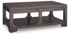 Signature Design by Ashley Rogness Rustic Rectangular Lift Top Coffee Table, Distressed Dark Brown