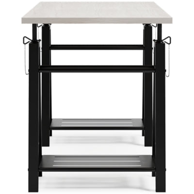 Signature Design by Ashley Bayflynn Mixed Media Adjustable Height Desk, White & Black