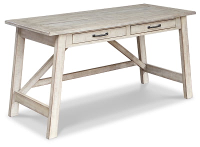 Signature Design by Ashley Carynhurst Farmhouse 60" Home Office Desk with Drawers, Distressed White