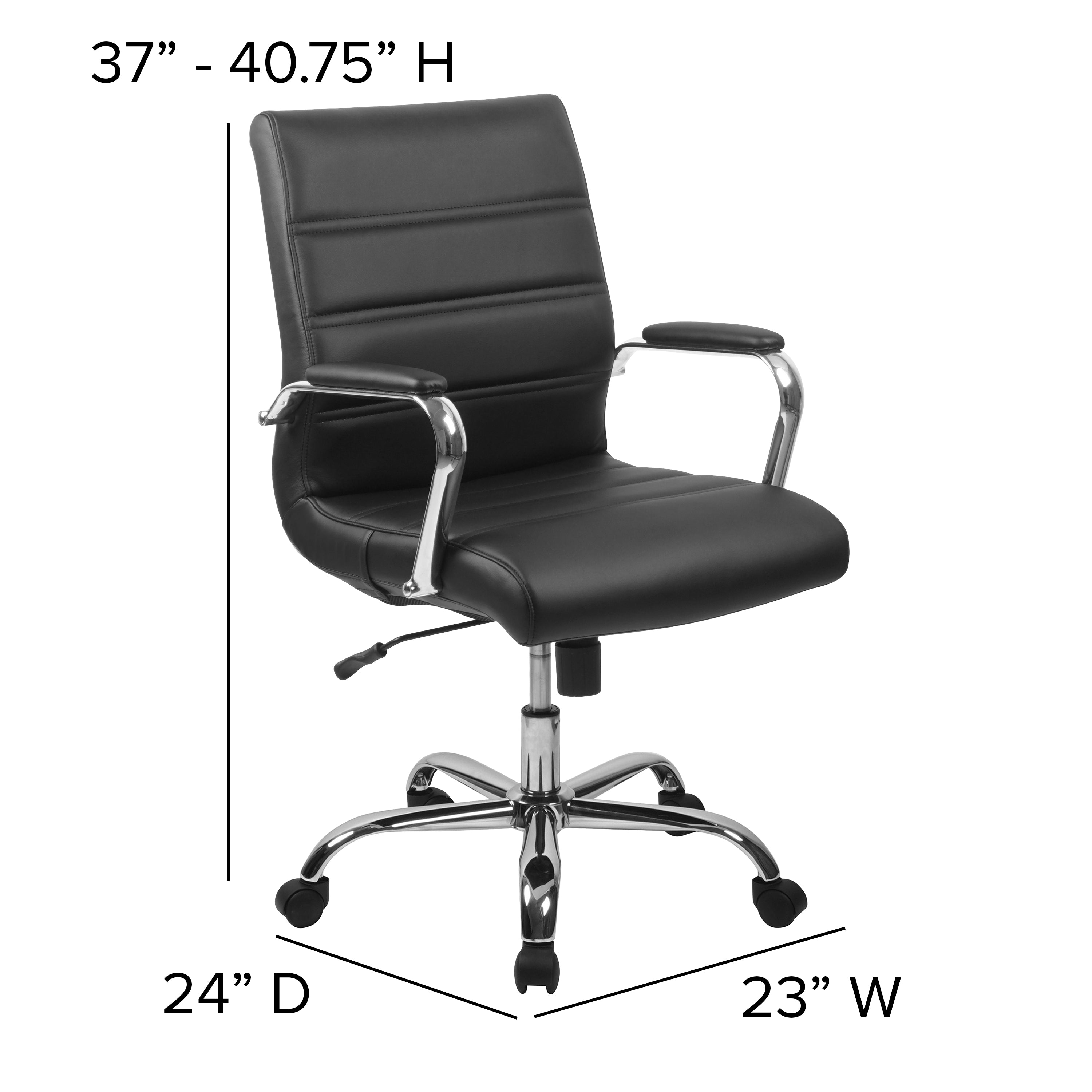 Flash Furniture Mid-Back Black LeatherSoft Executive Swivel Office Chair with Chrome Frame and Arms