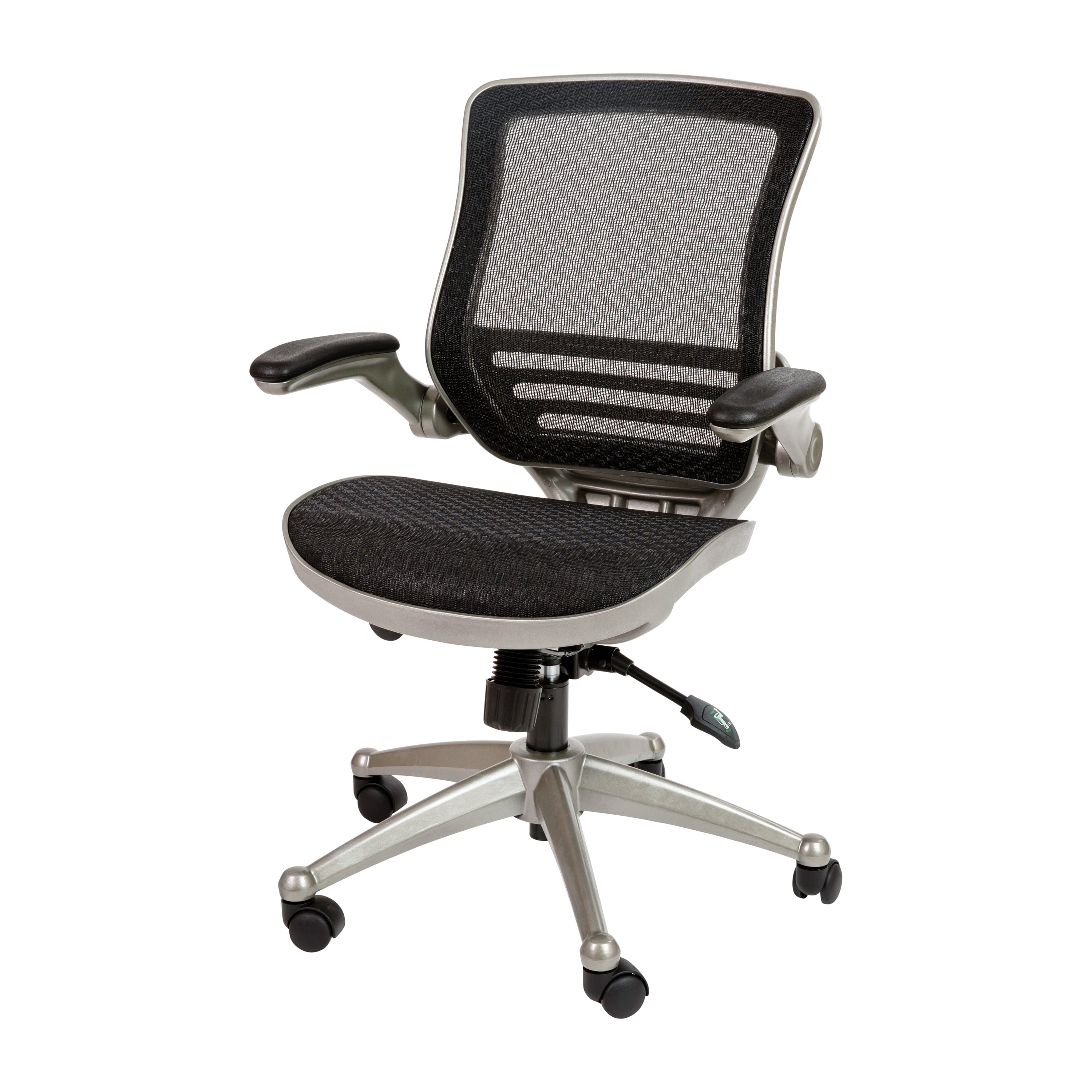 Flash Furniture Mid-Back Transparent Black Mesh Executive Swivel Office Chair with Graphite Silver Frame and Flip-Up Arms