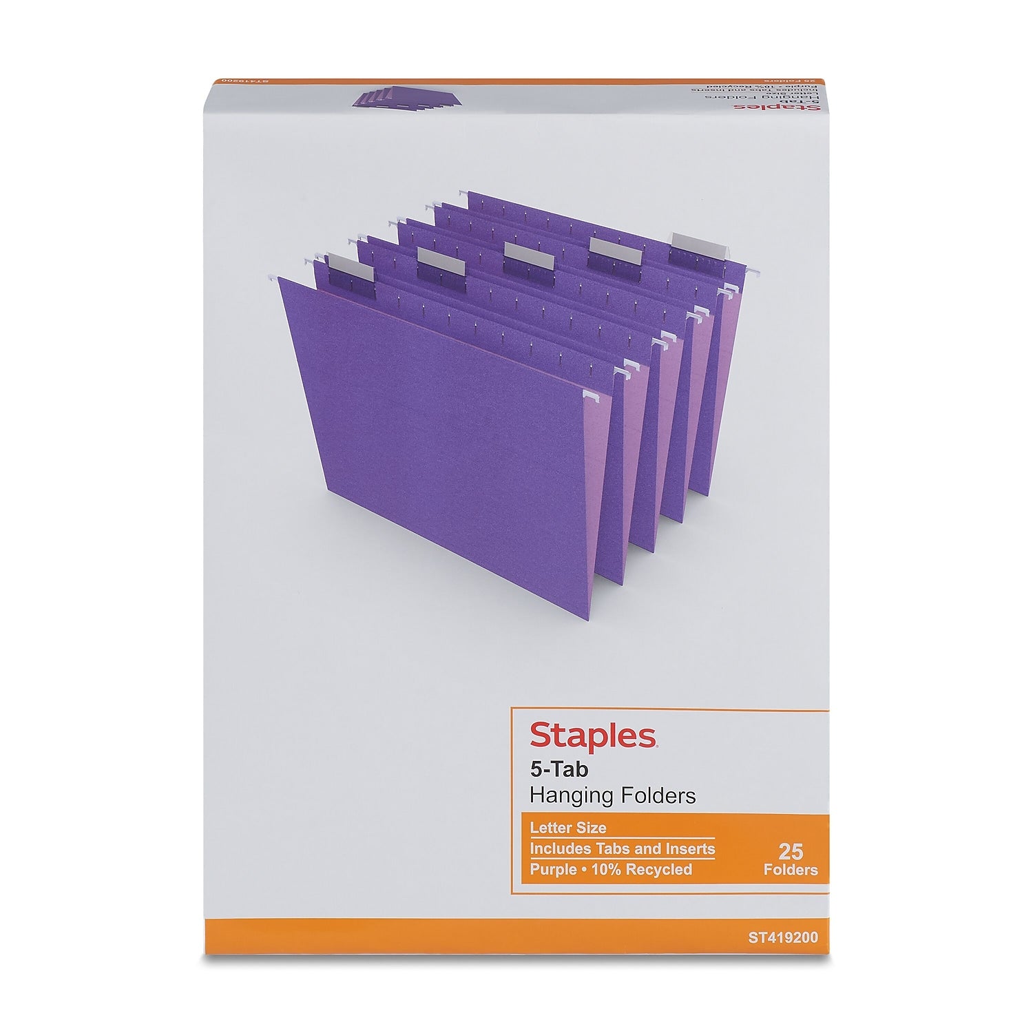 Staples Hanging File Folder 5-Tab Letter Size Purple 50/Carton ST419200-CCVS