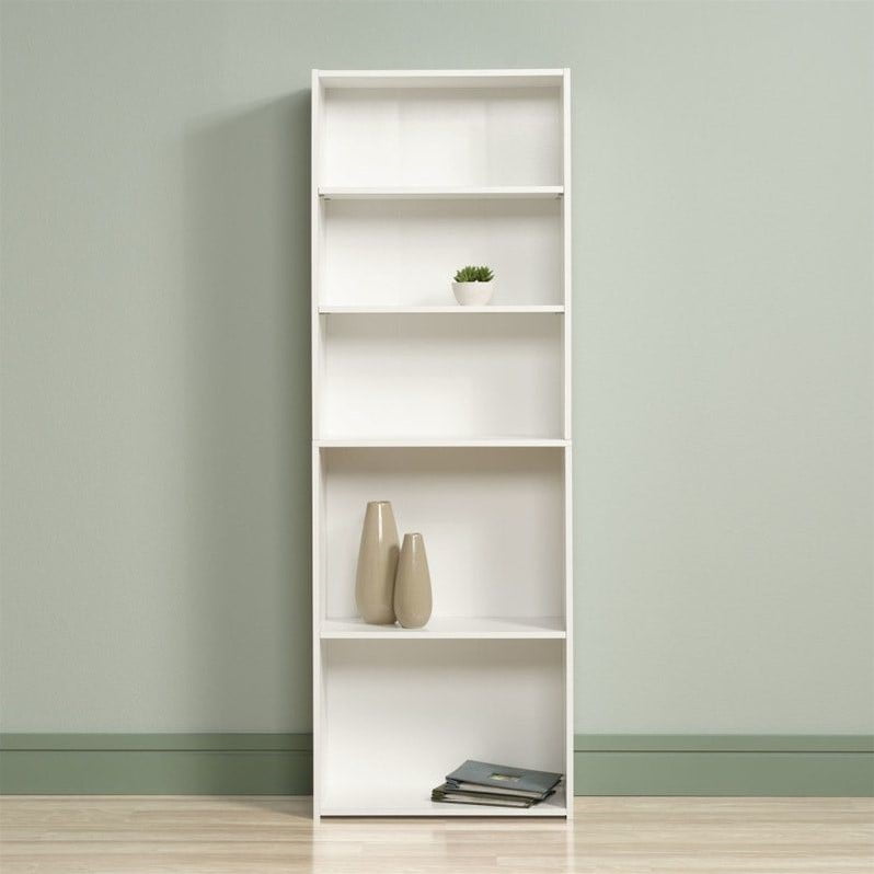 Sauder Beginnings 5 -Shelf Bookcase, Soft White Finish